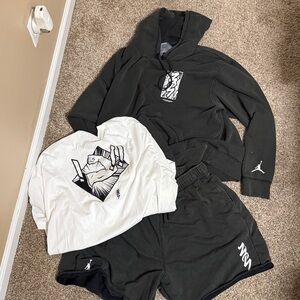 Jordan ash Black Zion tee shirt , shorts and Hoodie